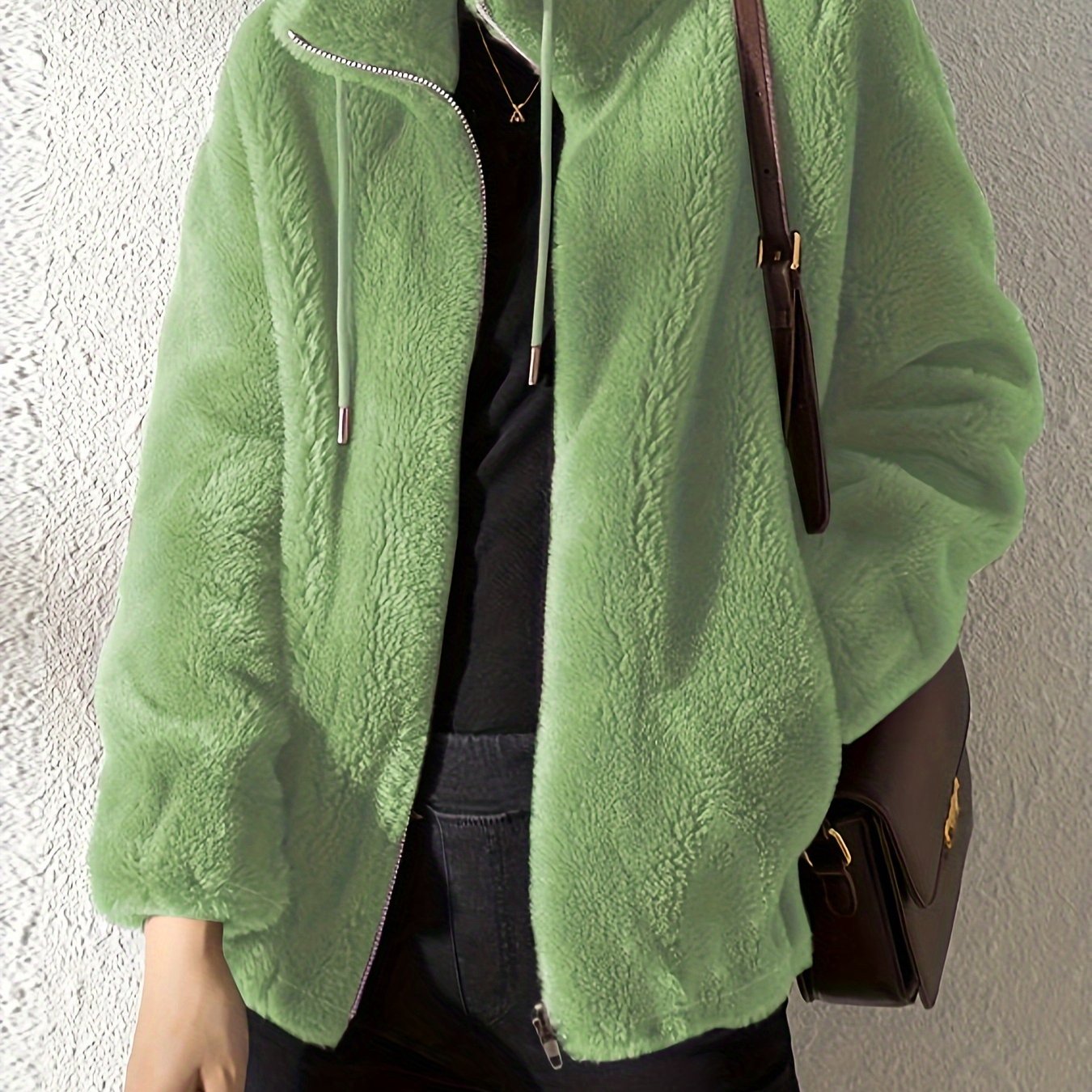 Nina | Cozy Teddy Jacket with Drawstring and Zip Closure
