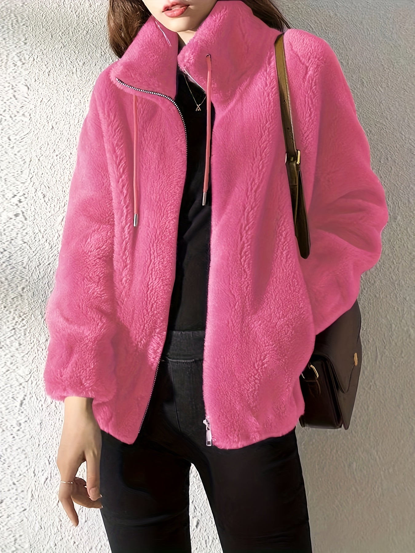 Nina | Cozy Teddy Jacket with Drawstring and Zip Closure