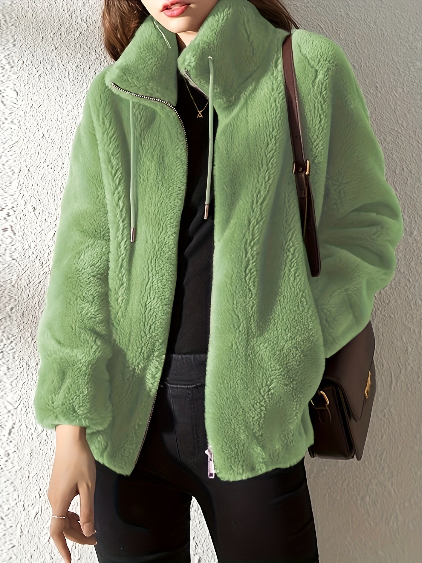 Nina | Cozy Teddy Jacket with Drawstring and Zip Closure