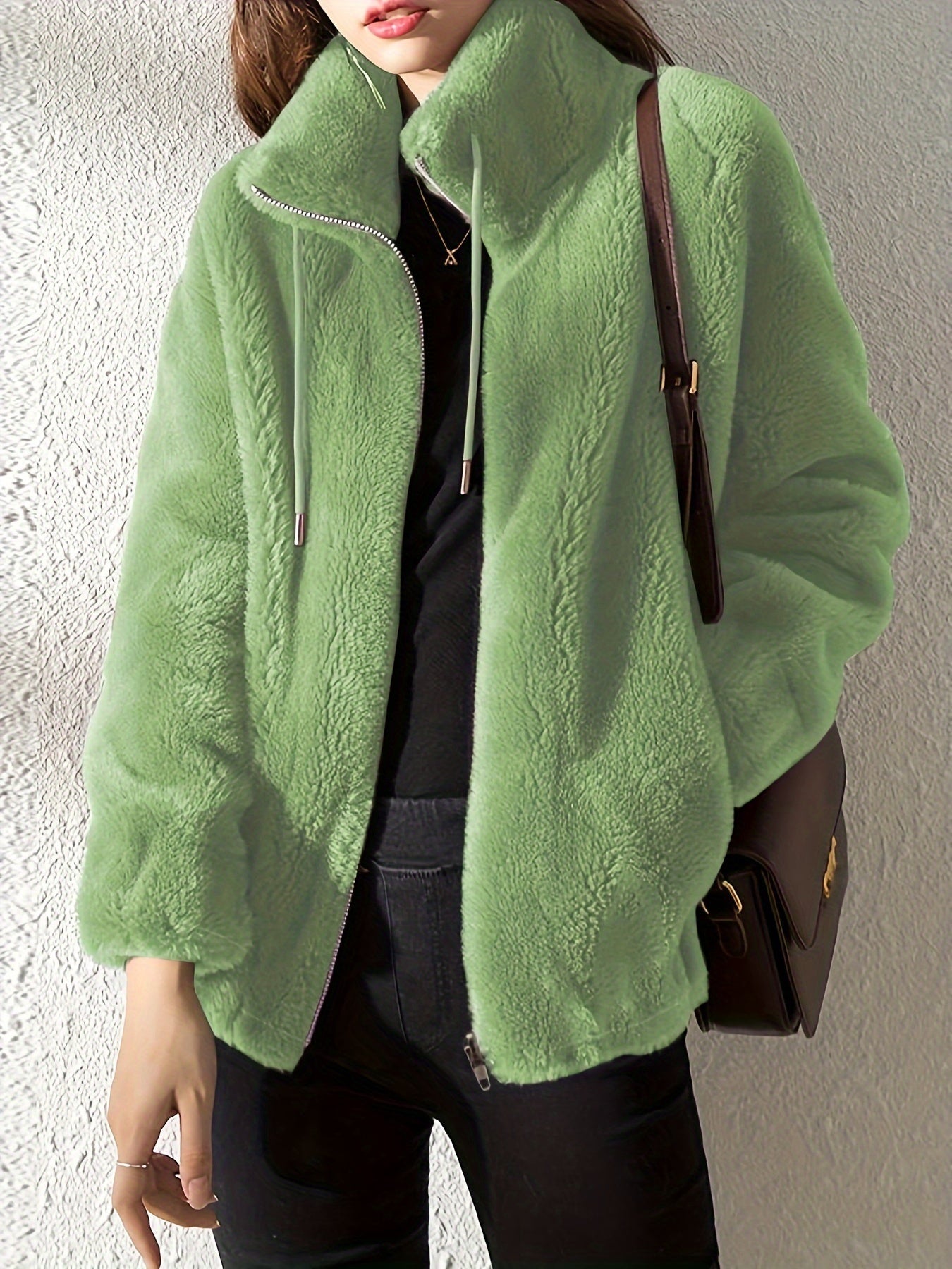Nina | Cozy Teddy Jacket with Drawstring and Zip Closure