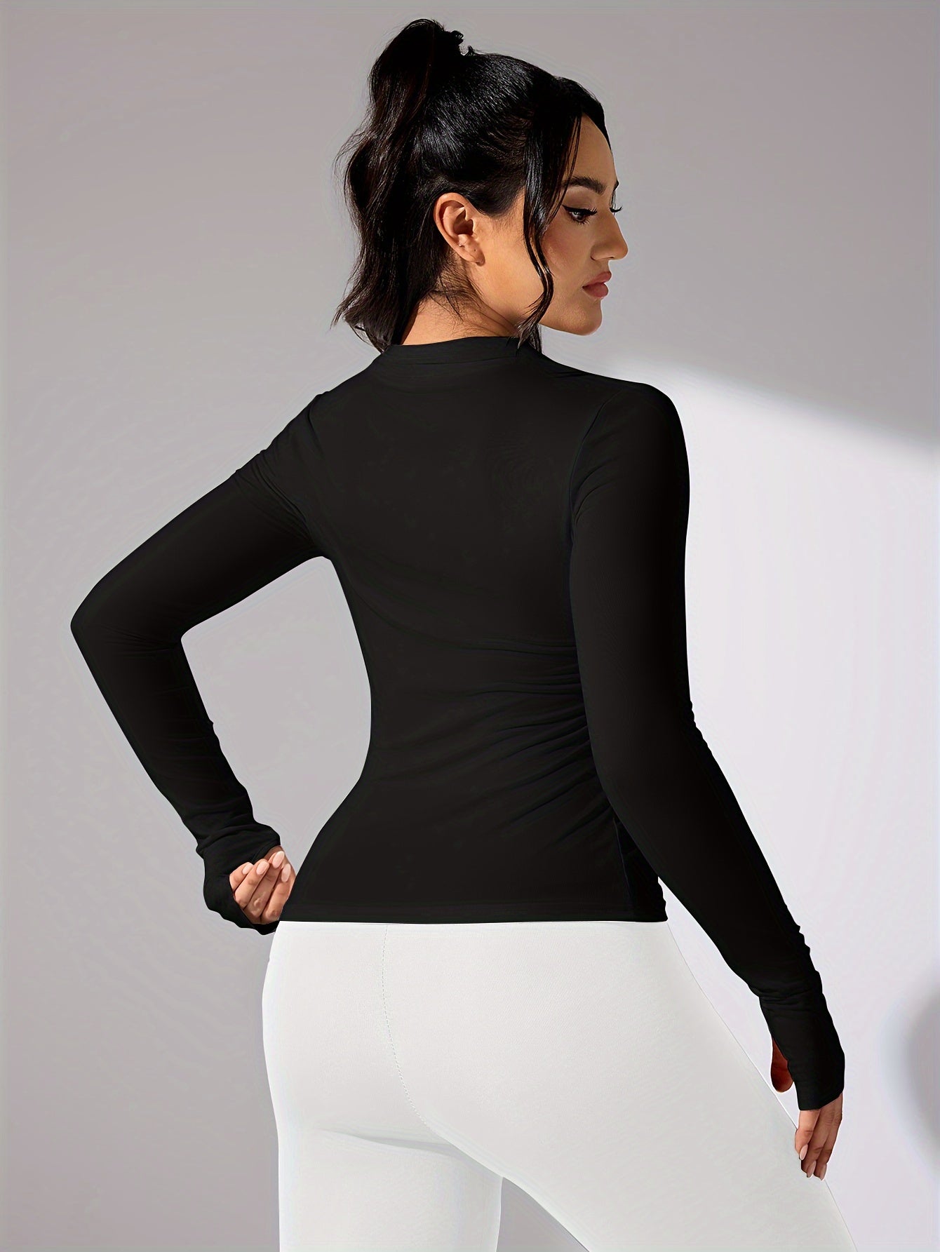 Nina | Solid Color Casual Sports Jacket with Long Sleeves and Full Zip