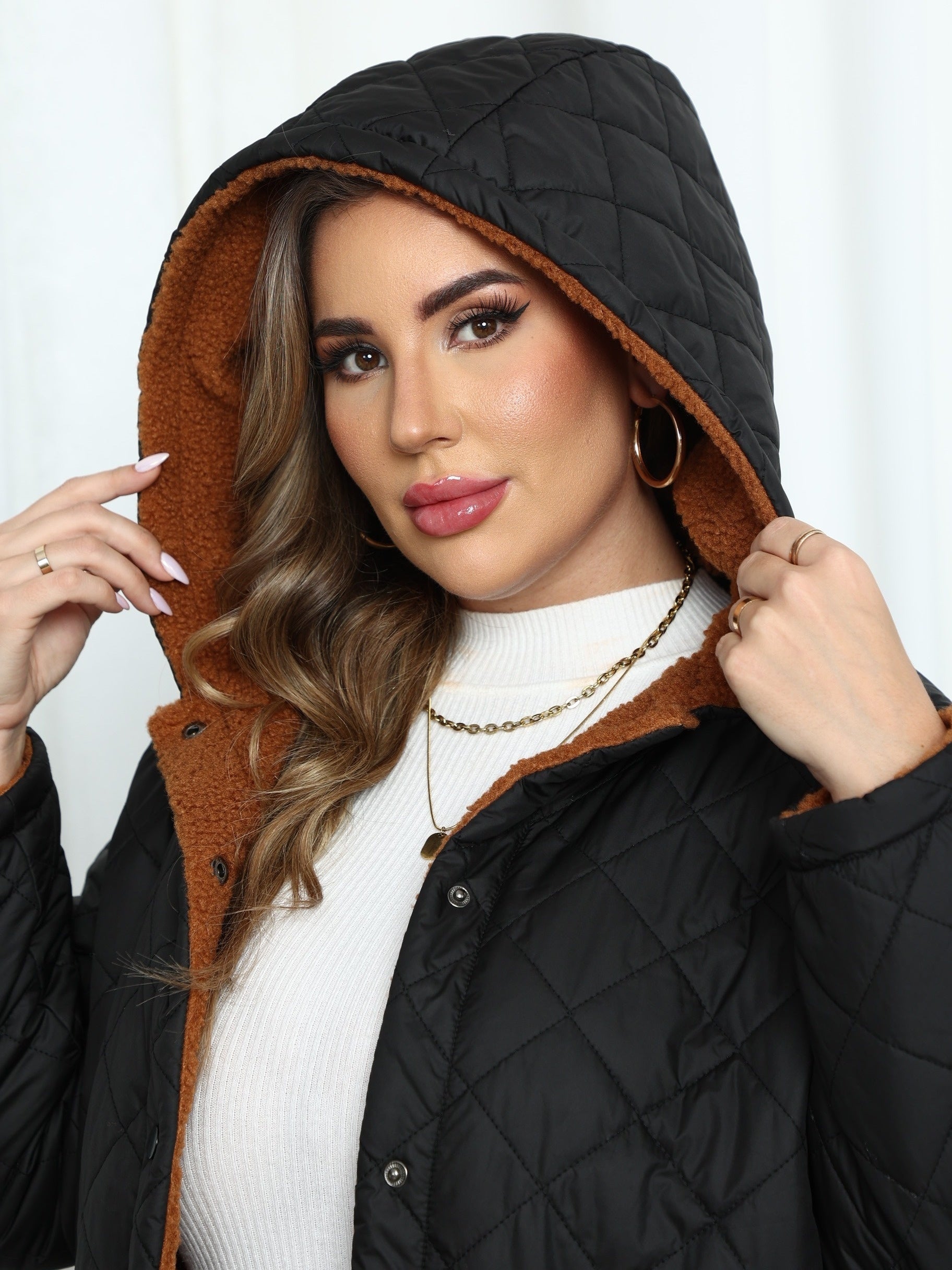 Nina | Plus Size Hooded Quilted Jacket with Plush Lining