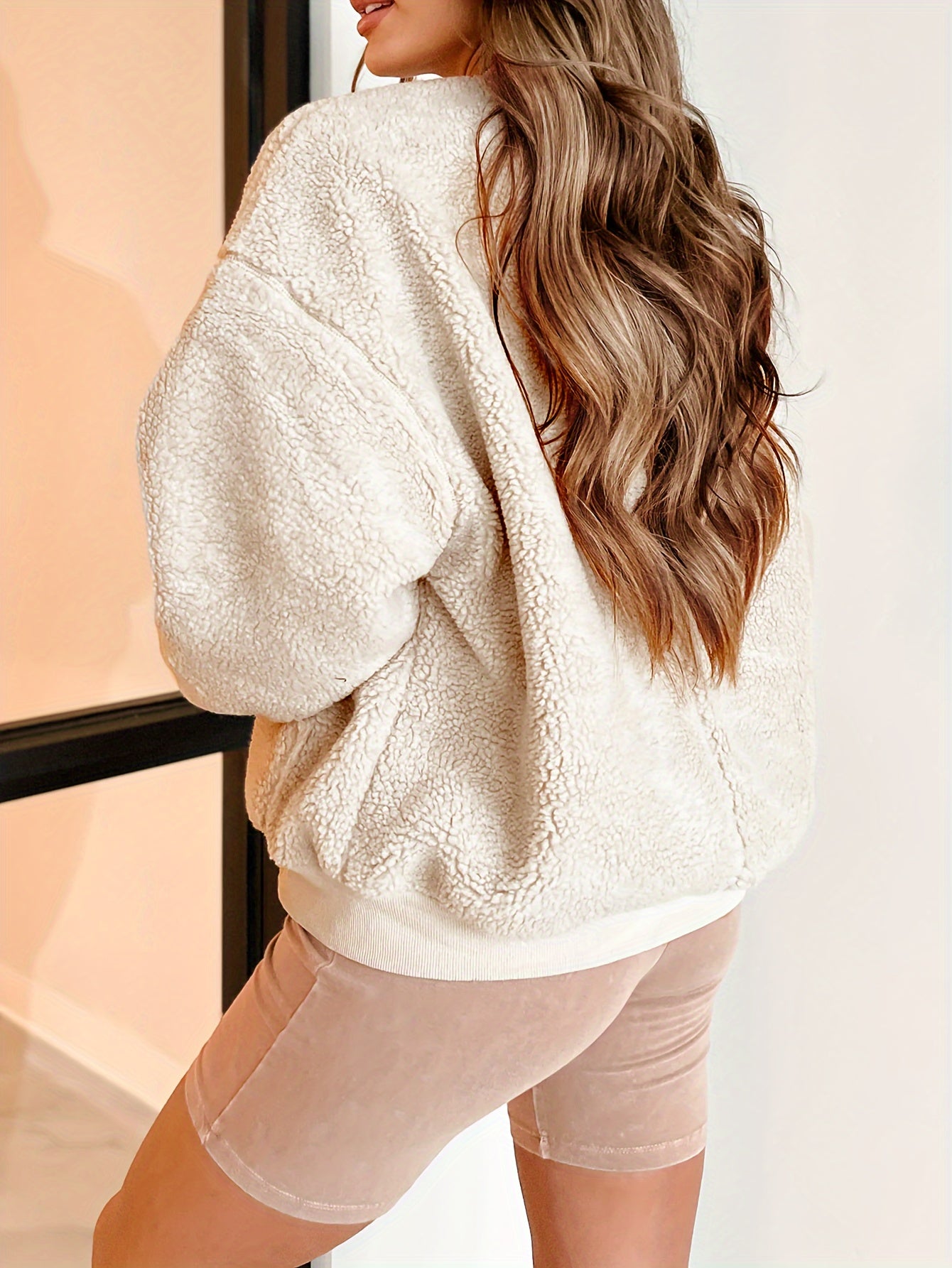Noa | Solid Color Fleece Bomber Jacket