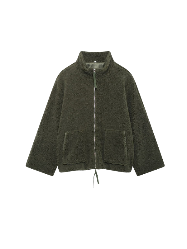Cozy Oversized Women's Winter Jacket with Zipper and Pockets