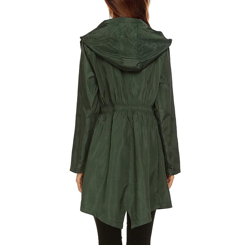 Women's Hooded Waterproof Rain Jacket with Adjustable Waist Cord