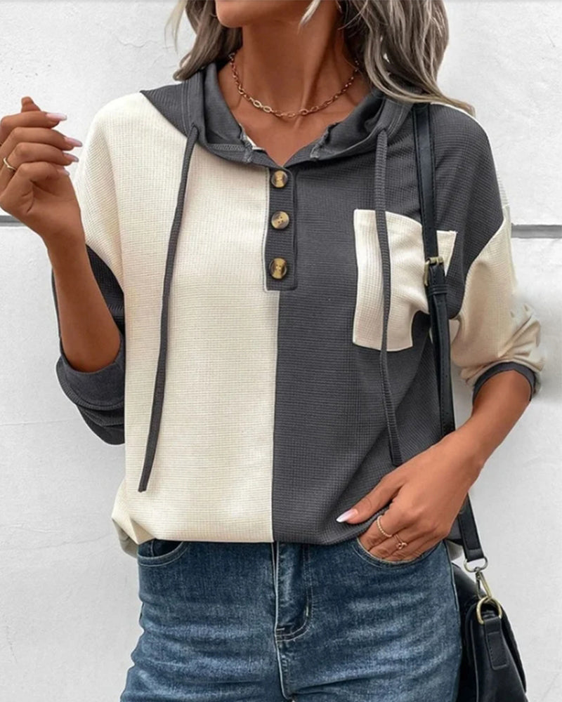 Color Blocked Relaxed Fit Hoodie