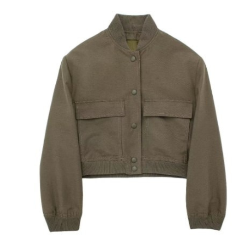 Romy | Button-Detail Short Bomber Jacket