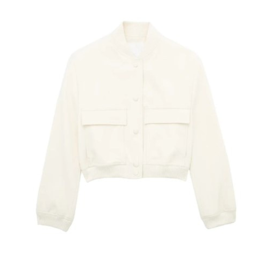 Romy | Button-Detail Short Bomber Jacket