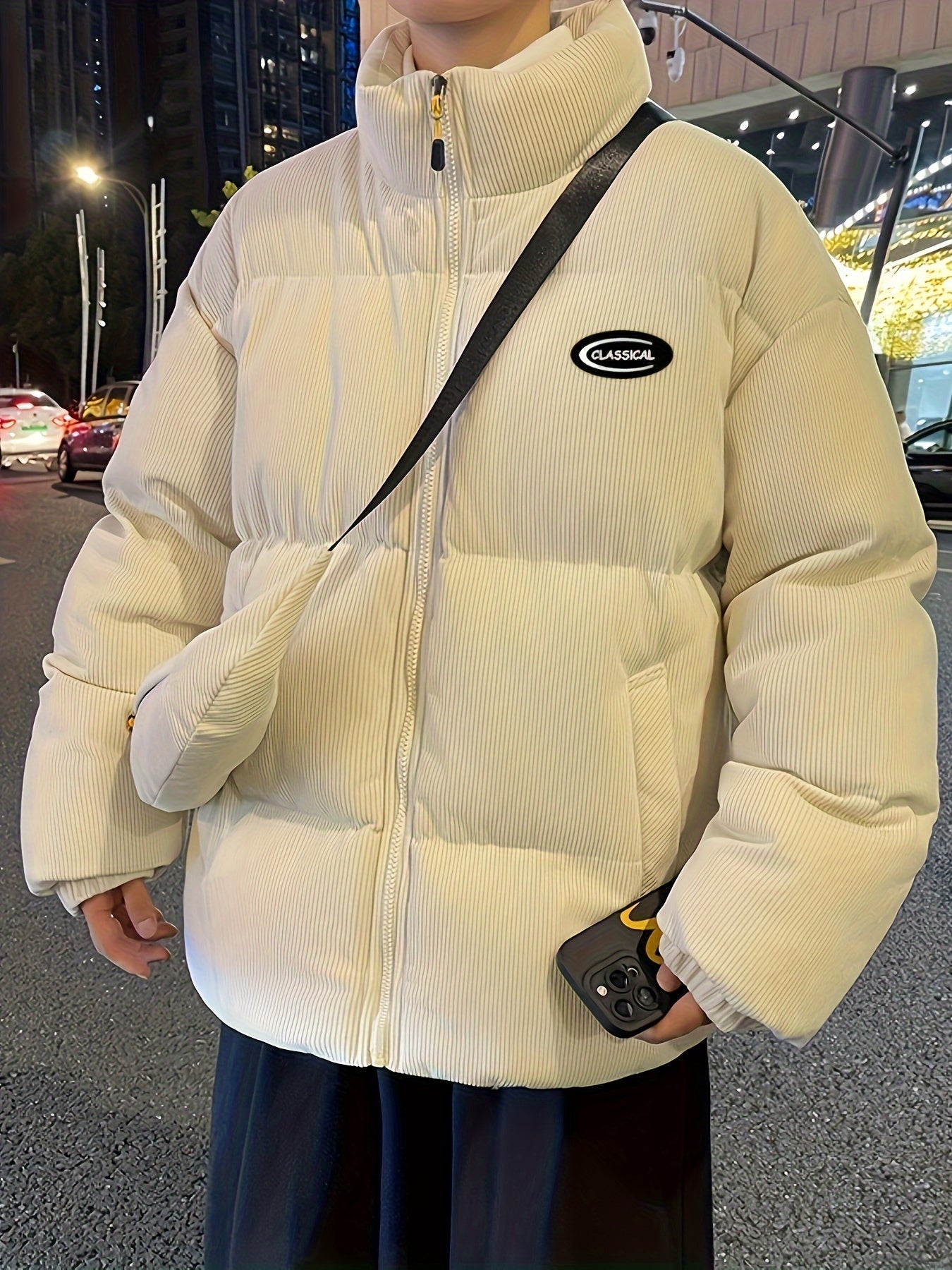 Sara | Corduroy Winter Coat with Matching Shoulder Bag