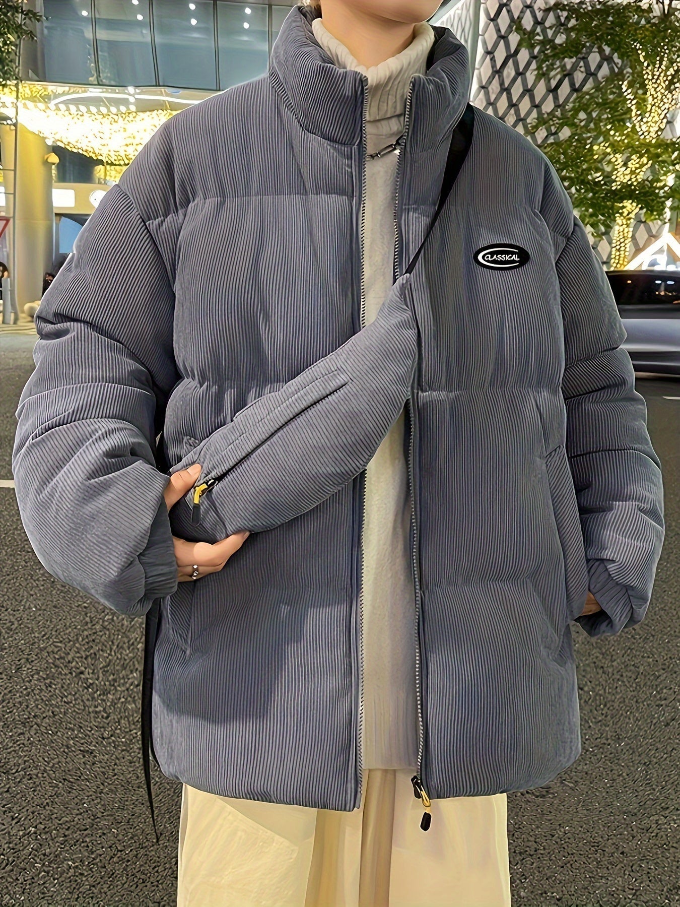 Sara | Corduroy Winter Coat with Matching Shoulder Bag