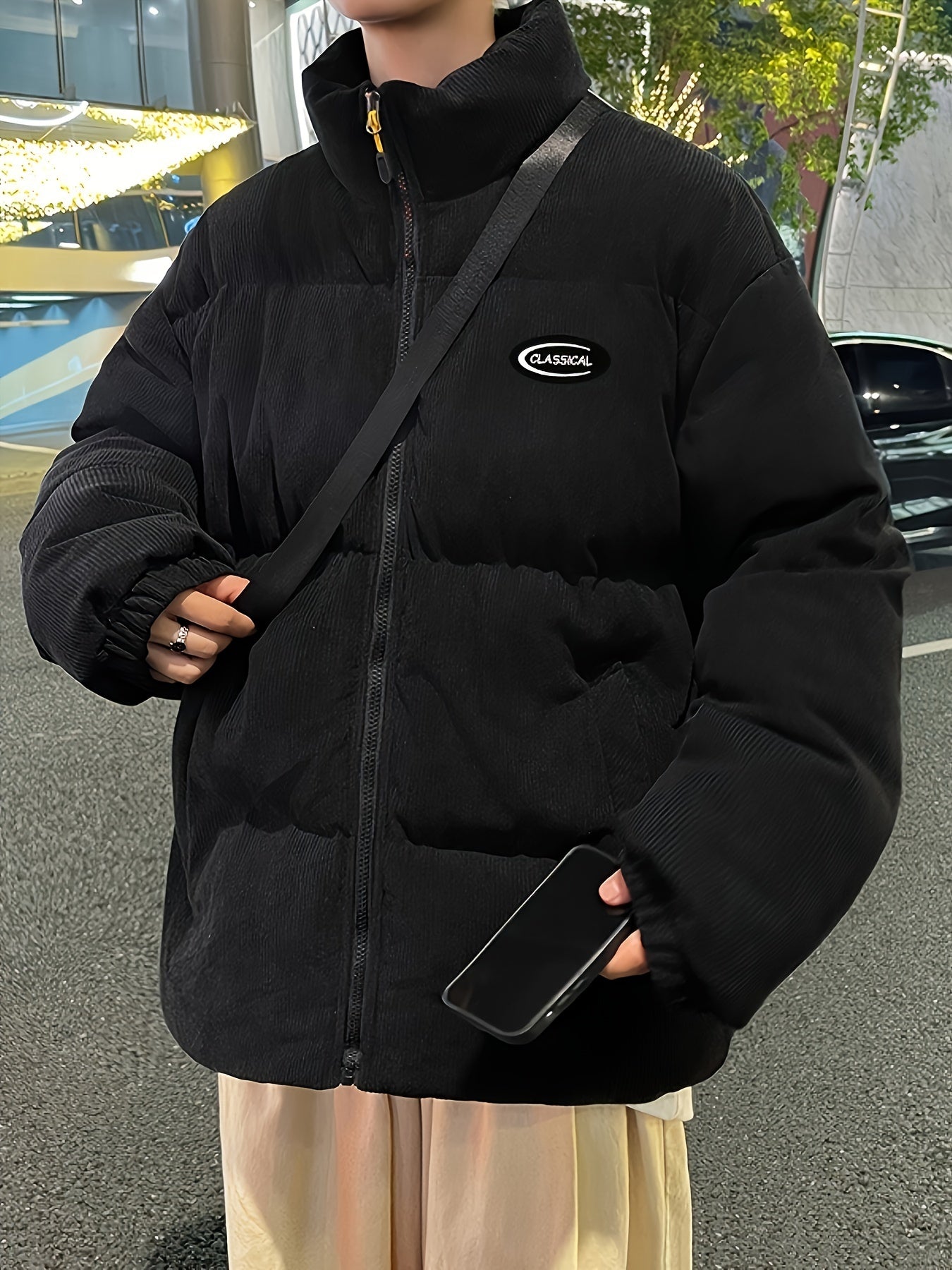 Sara | Corduroy Winter Coat with Matching Shoulder Bag