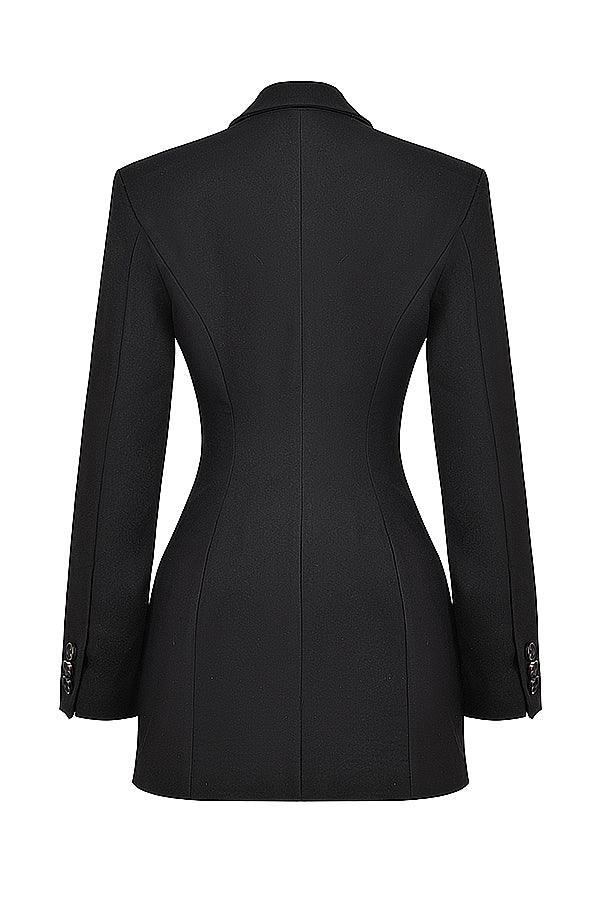 Jara - Black Blazer Featuring Stylish Shoulder Pads