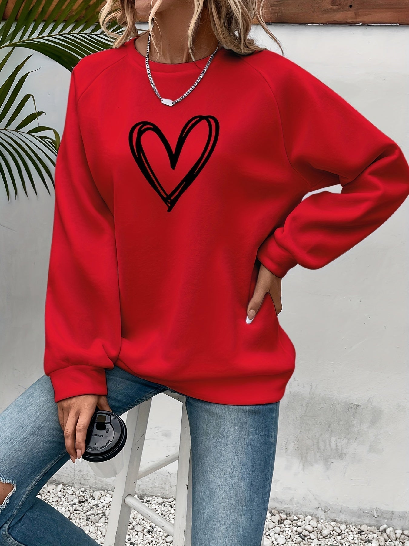 Sophie | Heart Print Casual Sweatshirt