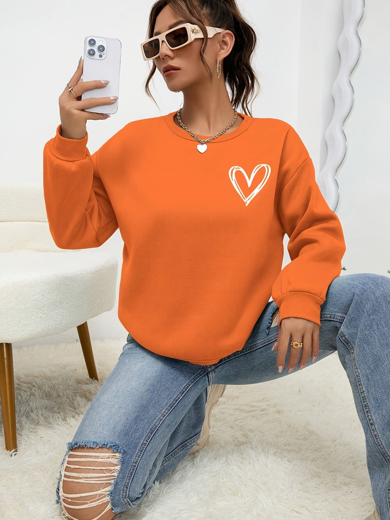 Sophie | Long Sleeve Casual Sweatshirt with Heart Print