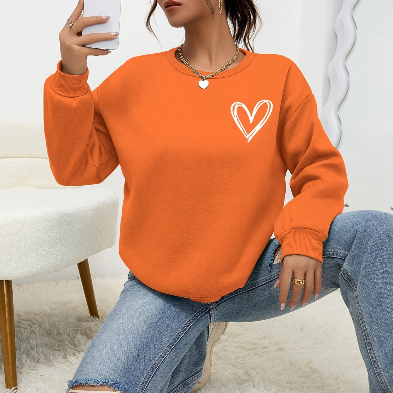Sophie | Long Sleeve Casual Sweatshirt with Heart Print