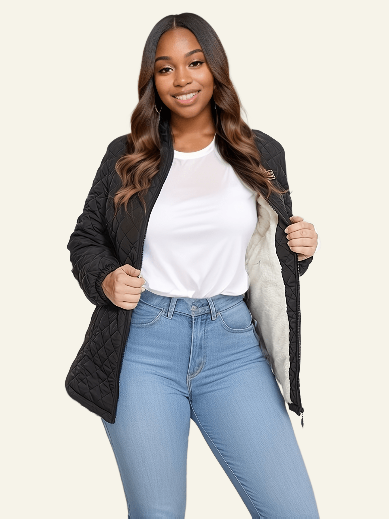 Sophie | Plus Size Elegant Quilted Hooded Coat