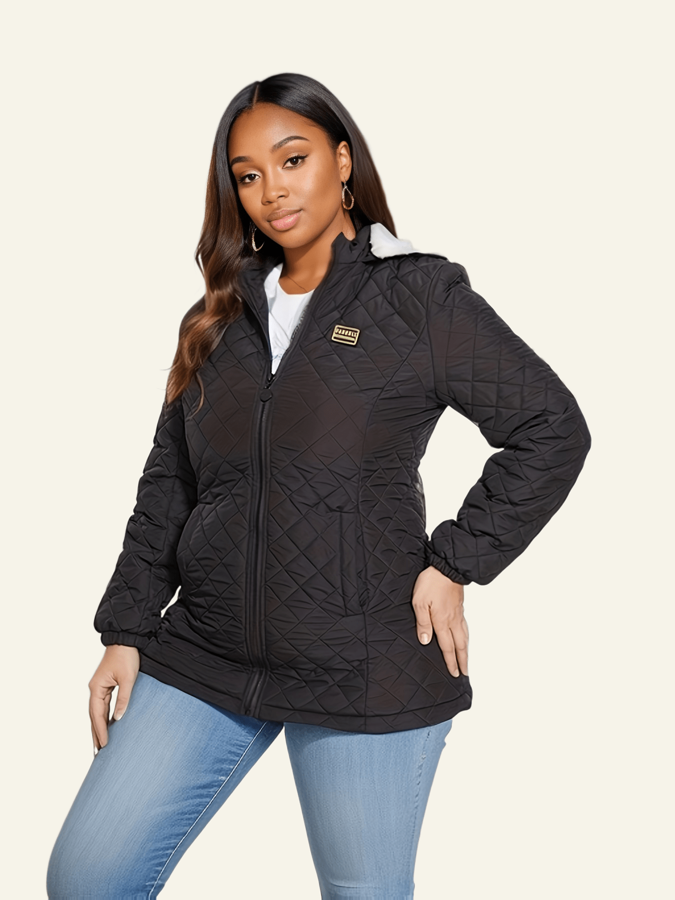 Sophie | Plus Size Elegant Quilted Hooded Coat