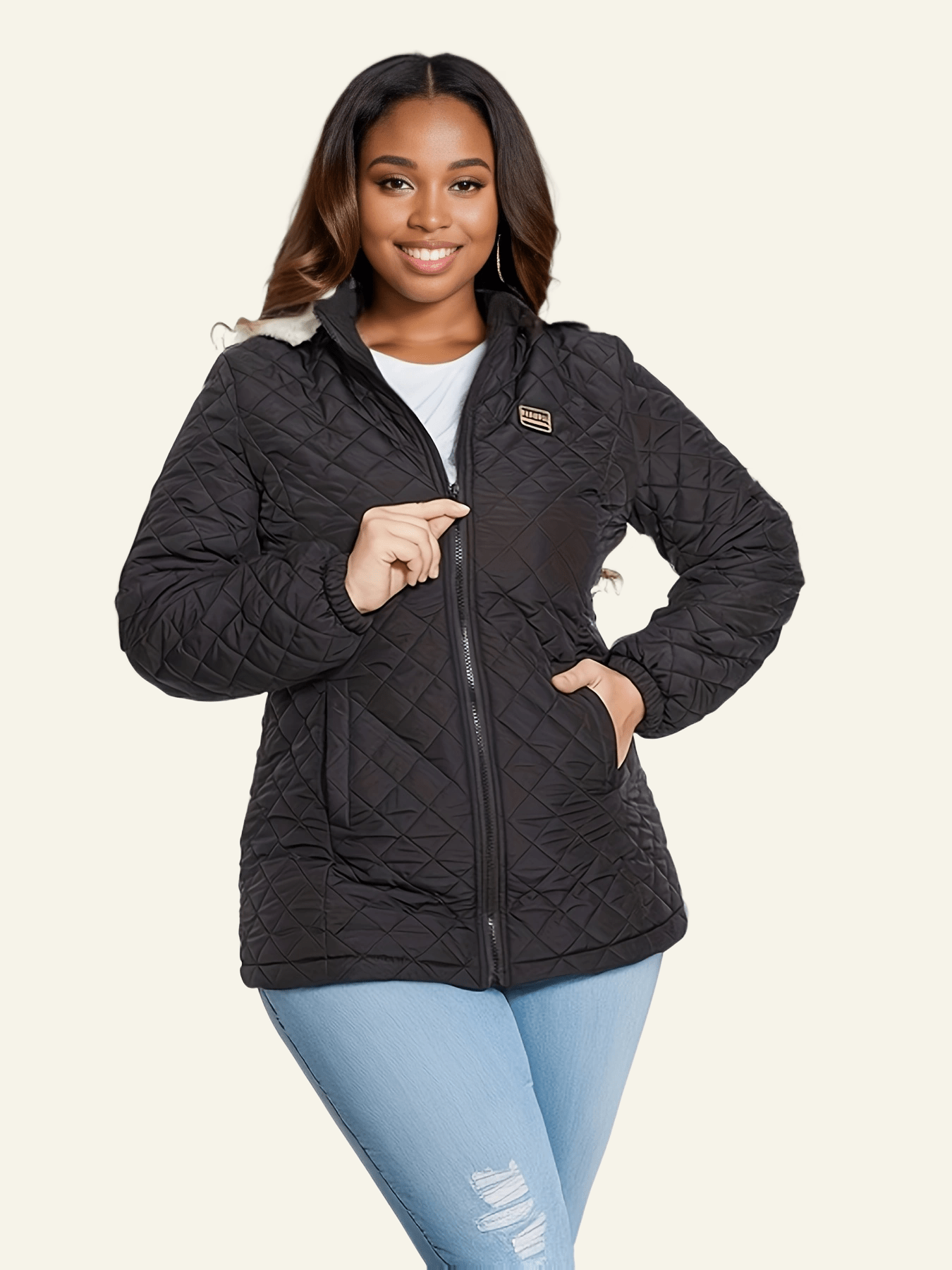 Sophie | Plus Size Elegant Quilted Hooded Coat
