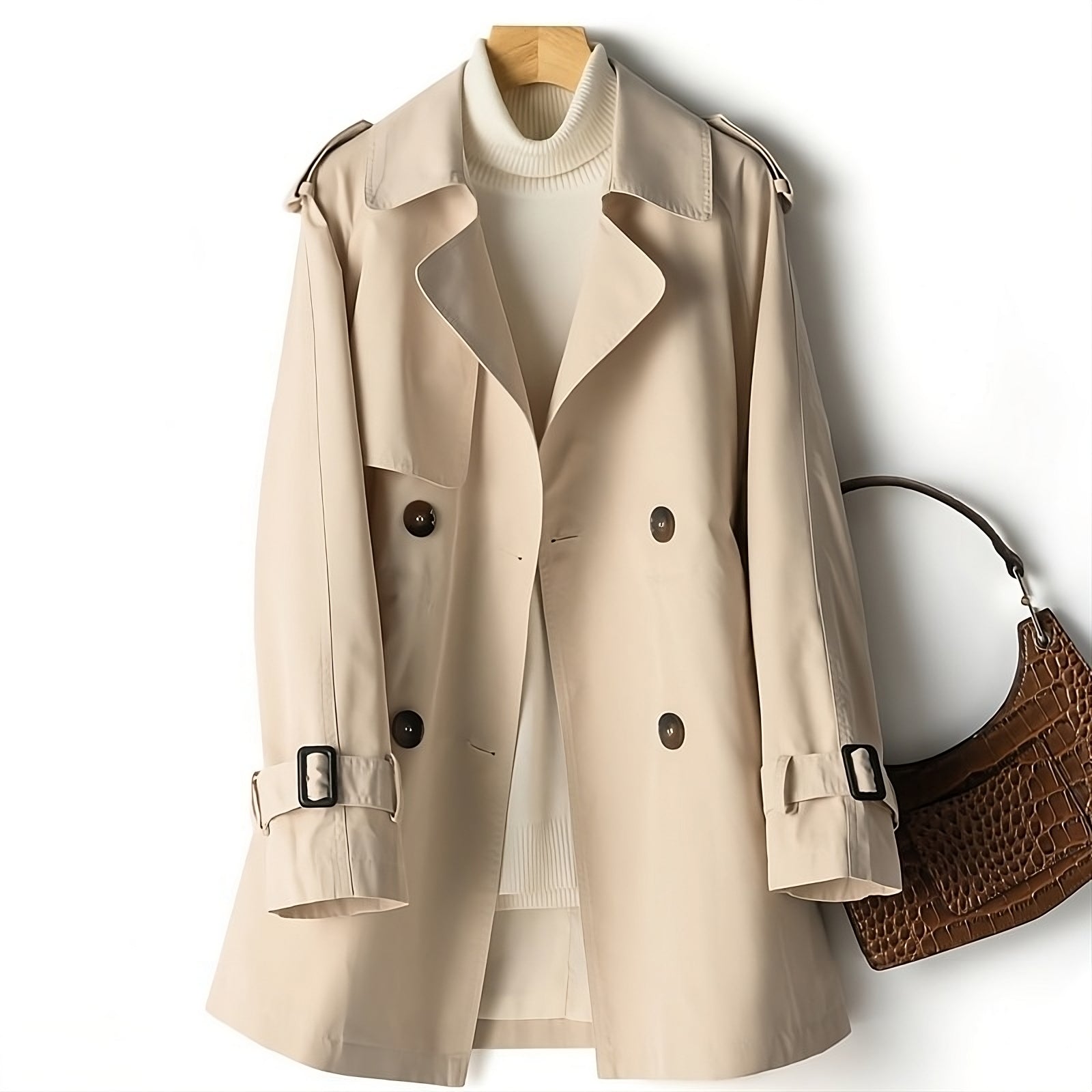 Stylish Women's Belted Mini Trench Coat for Spring