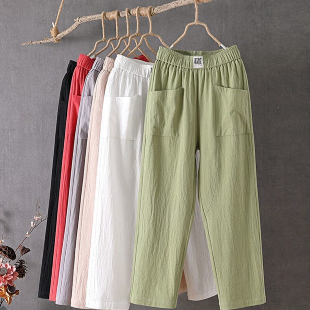 Wilma | Elastic Waist Linen Trousers