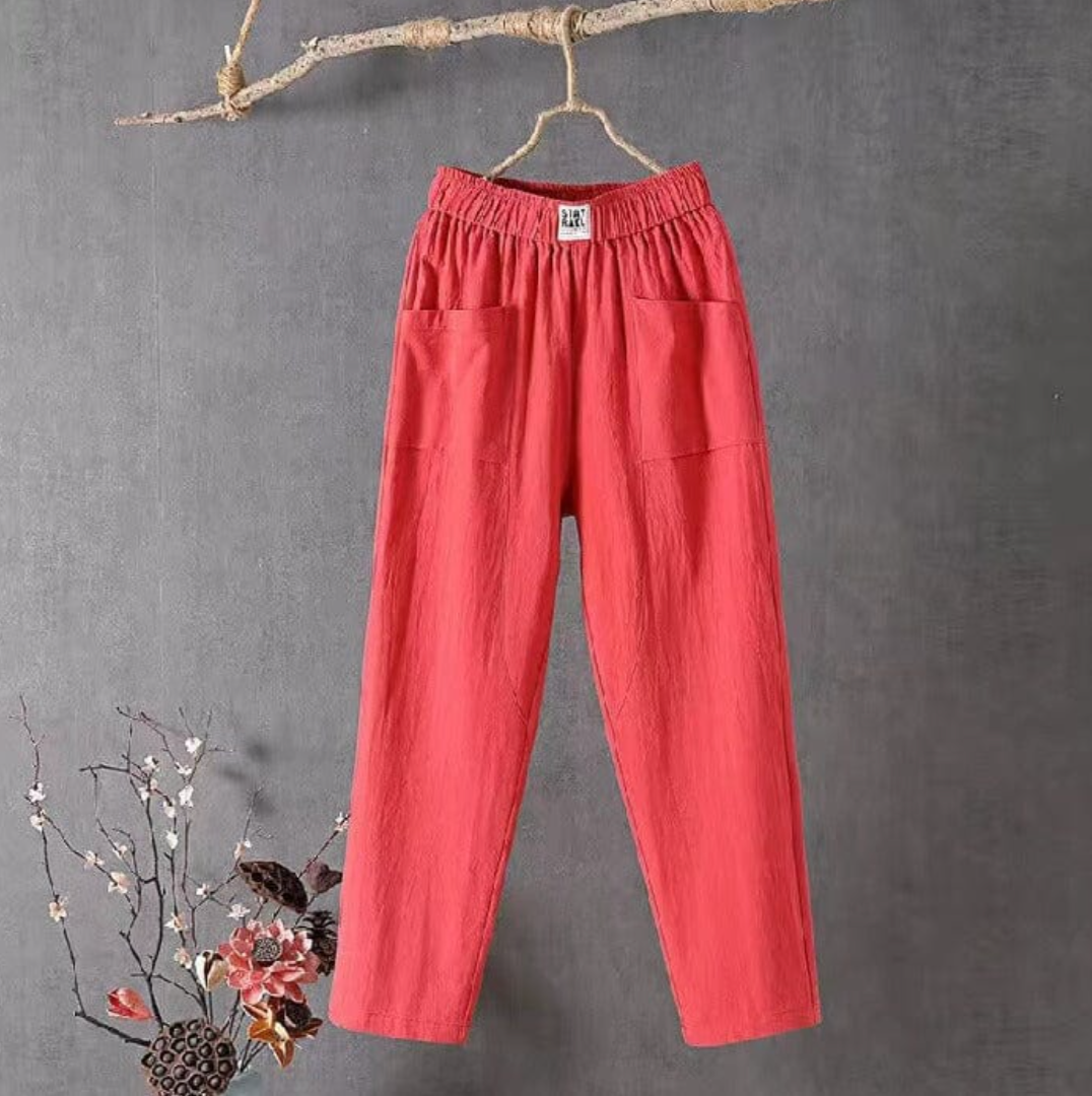 Wilma | Elastic Waist Linen Trousers