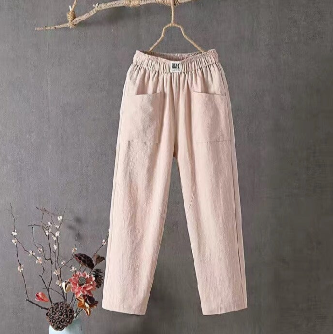 Wilma | Elastic Waist Linen Trousers