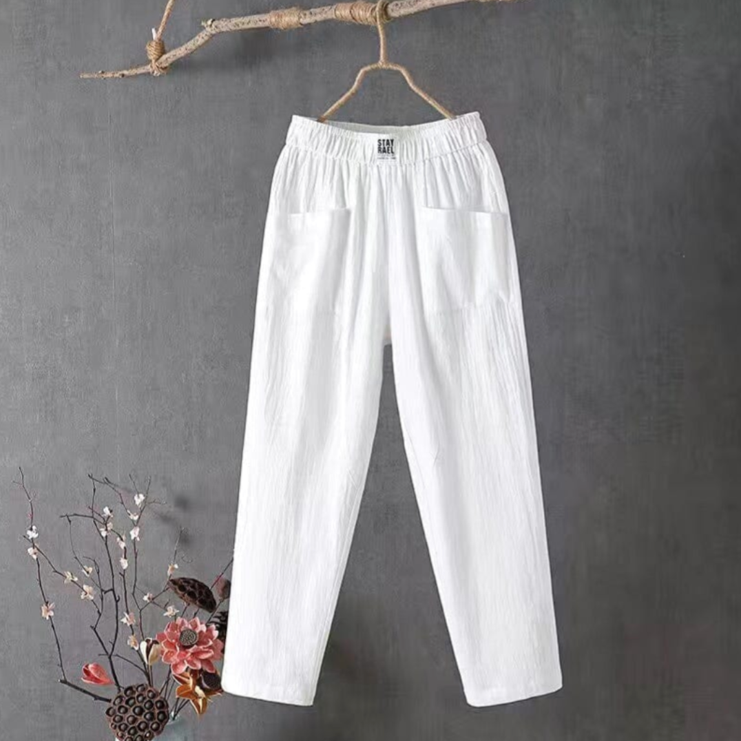 Wilma | Elastic Waist Linen Trousers