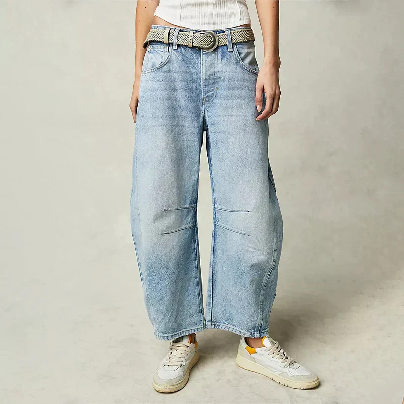 Women's Mid-Waist Wide Leg Denim Jeans
