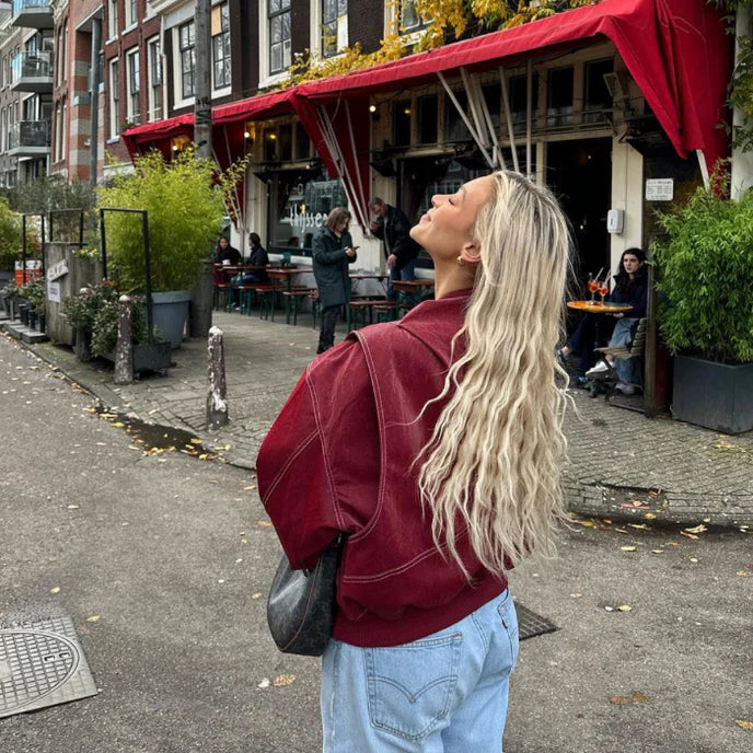 Zara - Red Oversized Leather Jacket
