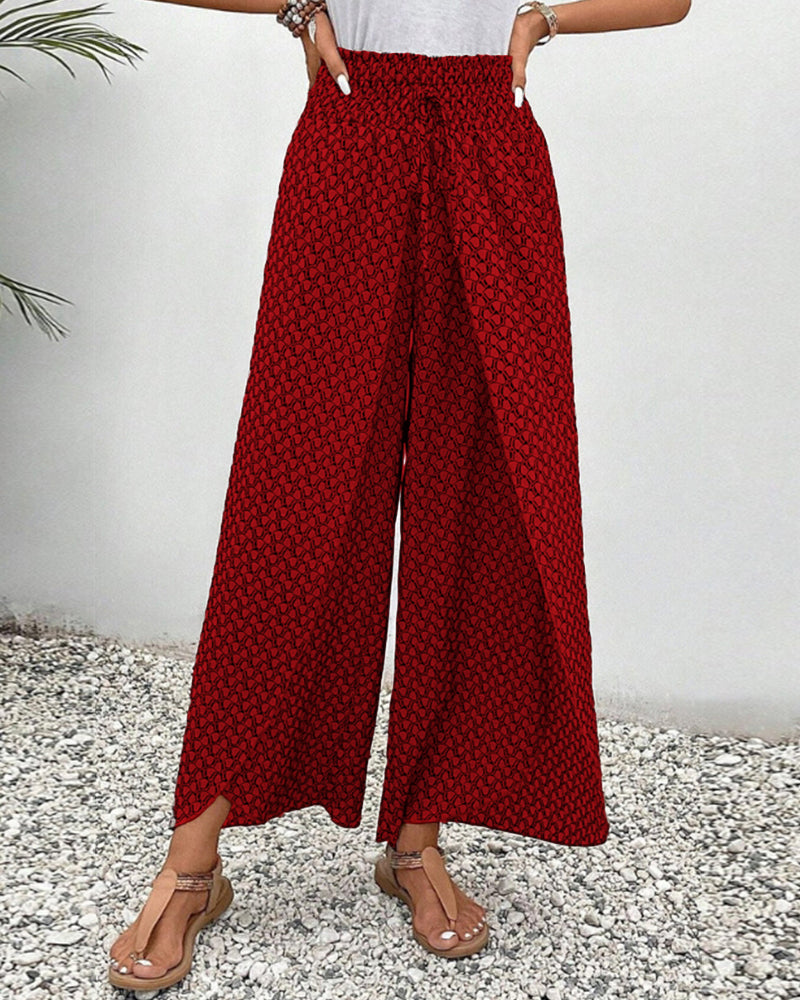 Sophie-Rae - Bohemian Print High-Waisted Lightweight Trousers