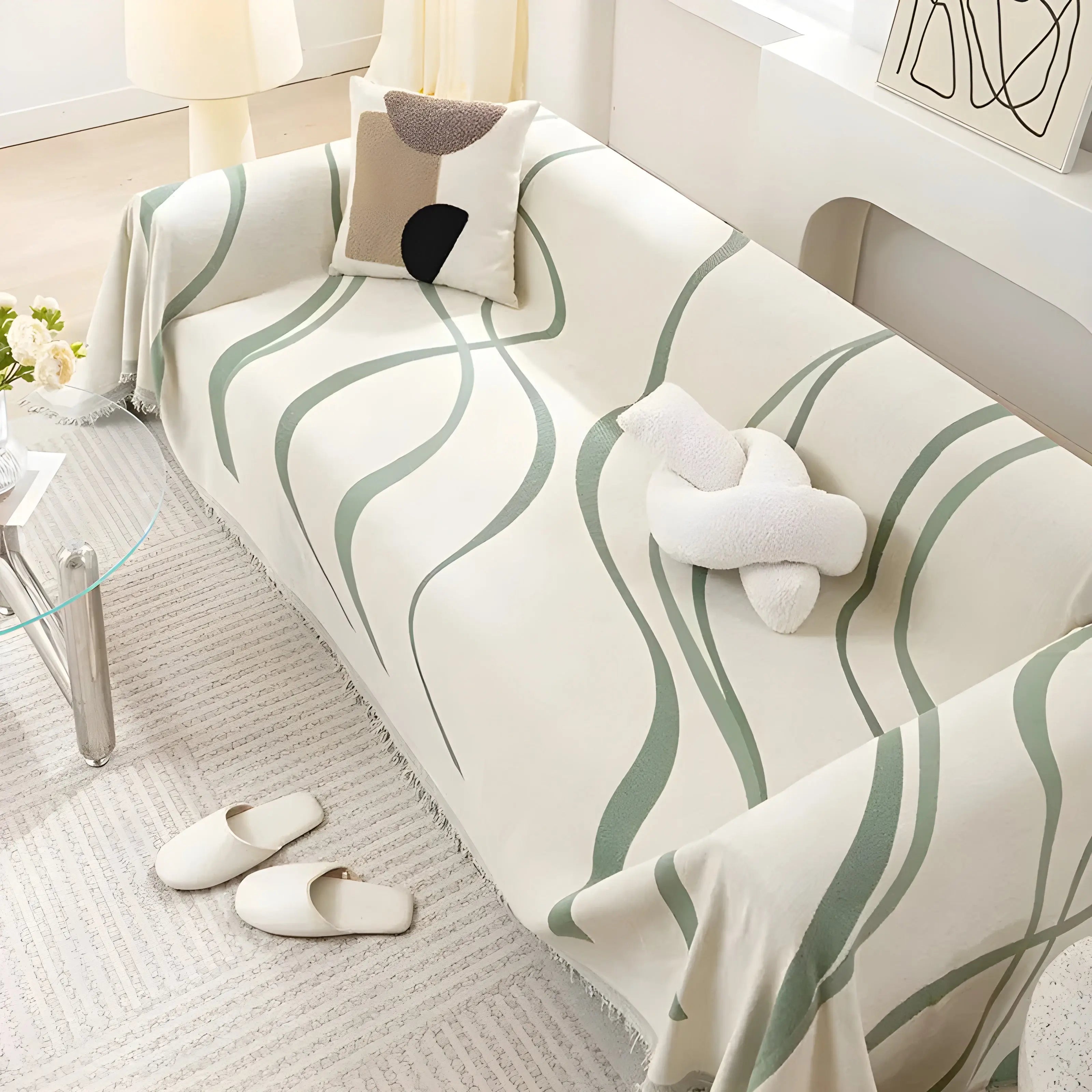 LuxeCasa Reversible Chenille & Cotton Sofa Cover