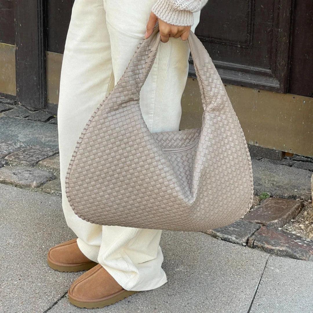 Vegan Leather Woven Handbag