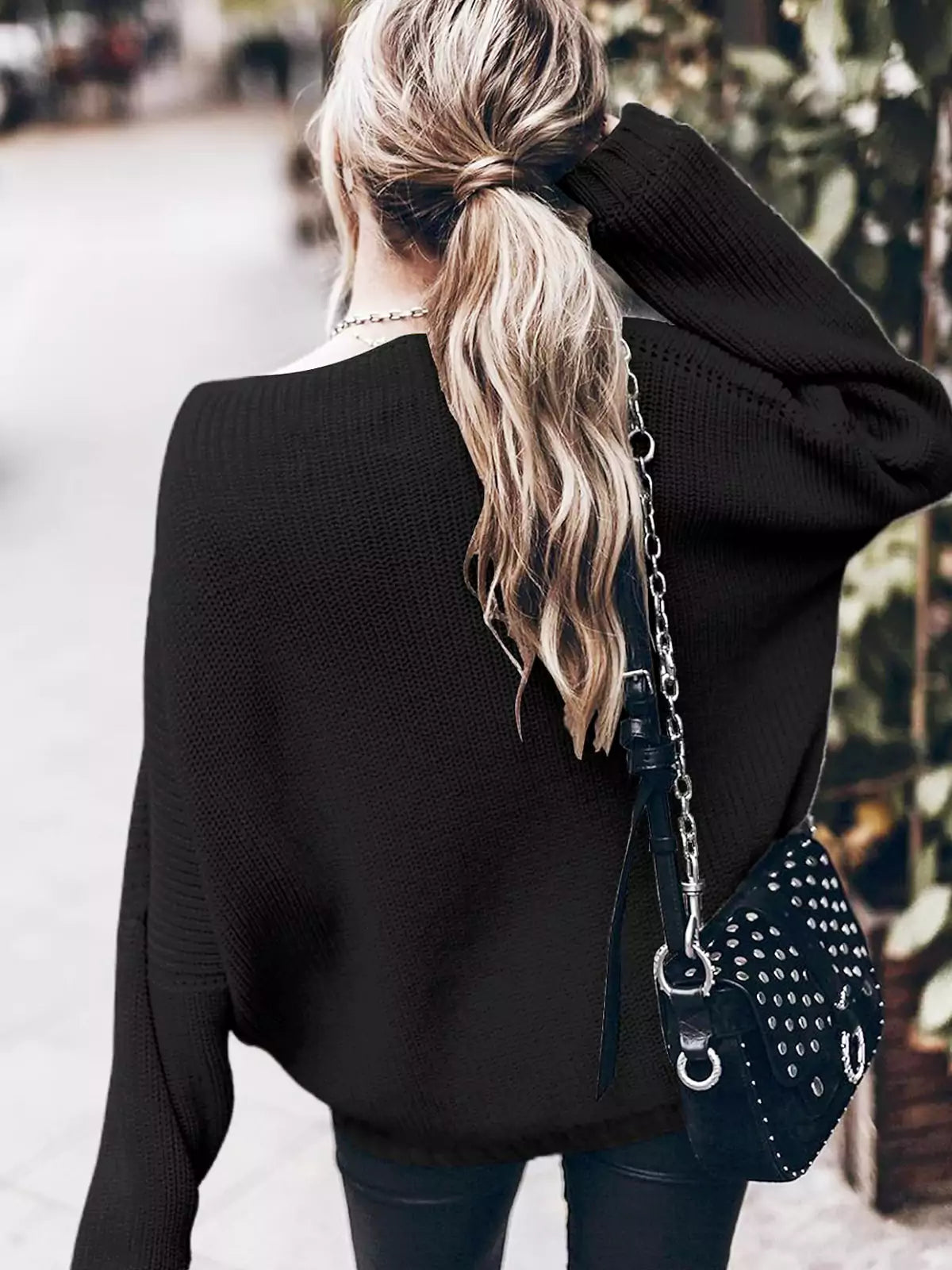 Cozy Oversized Women's Knit Set: Sweater and Mini Skirt