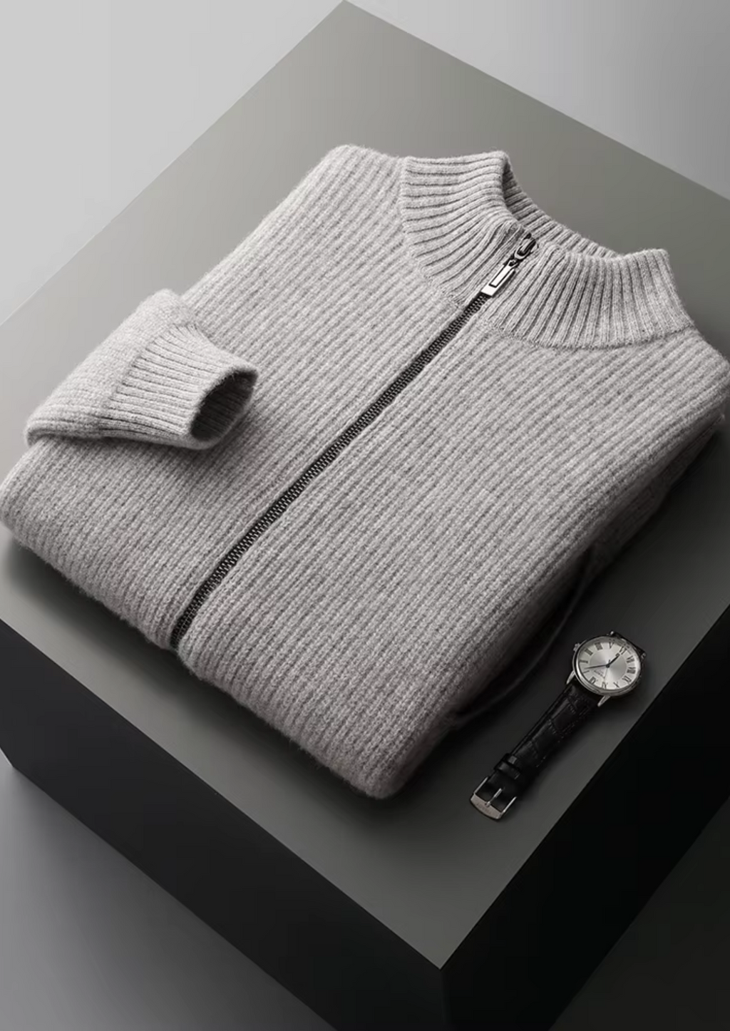 Luxurious Extra-Fine Merino Wool Ribbed Cardigan