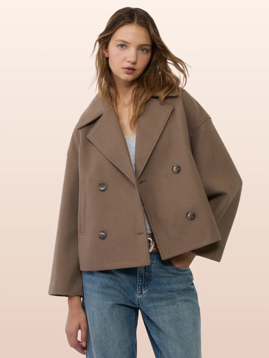 Women's Classic Double-Breasted Short Coat for Autumn