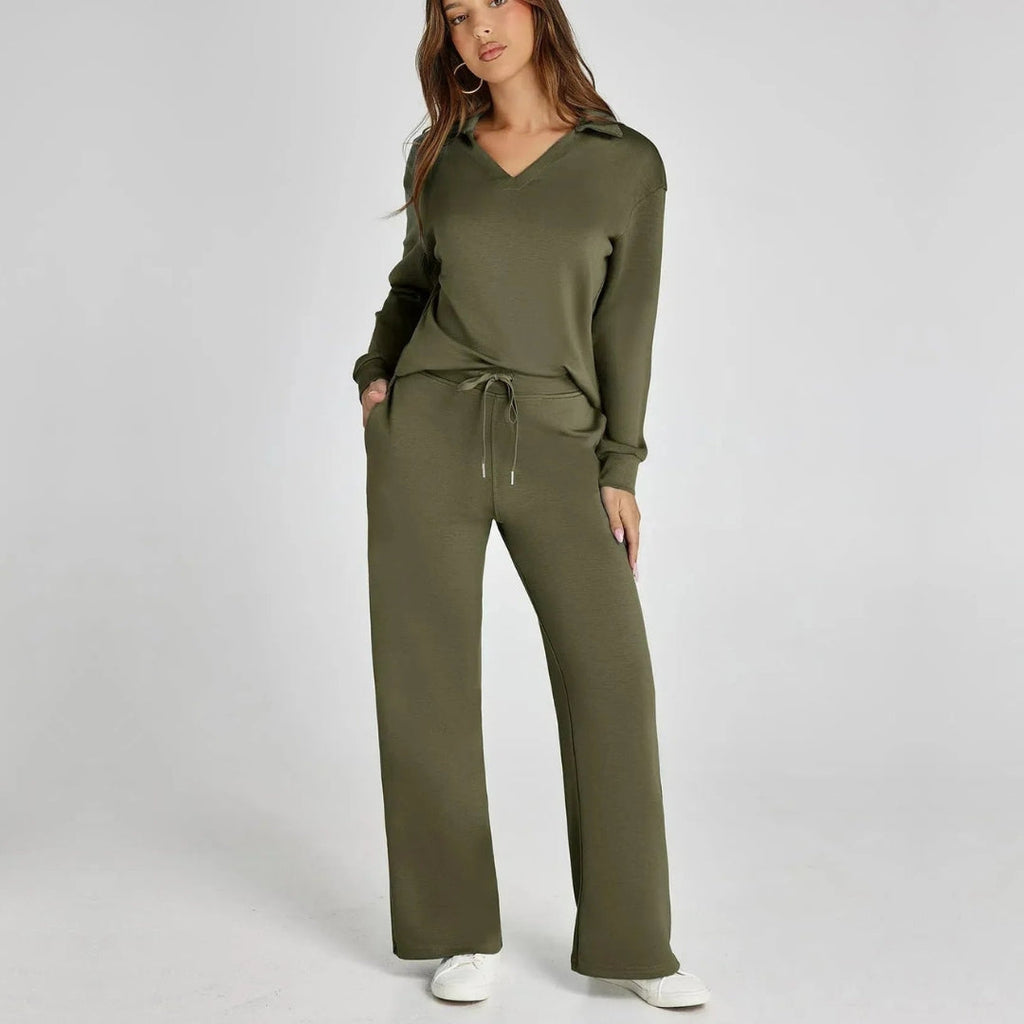 Eline | Premium Loungewear Set Featuring Cozy Trousers and V-Neck Design