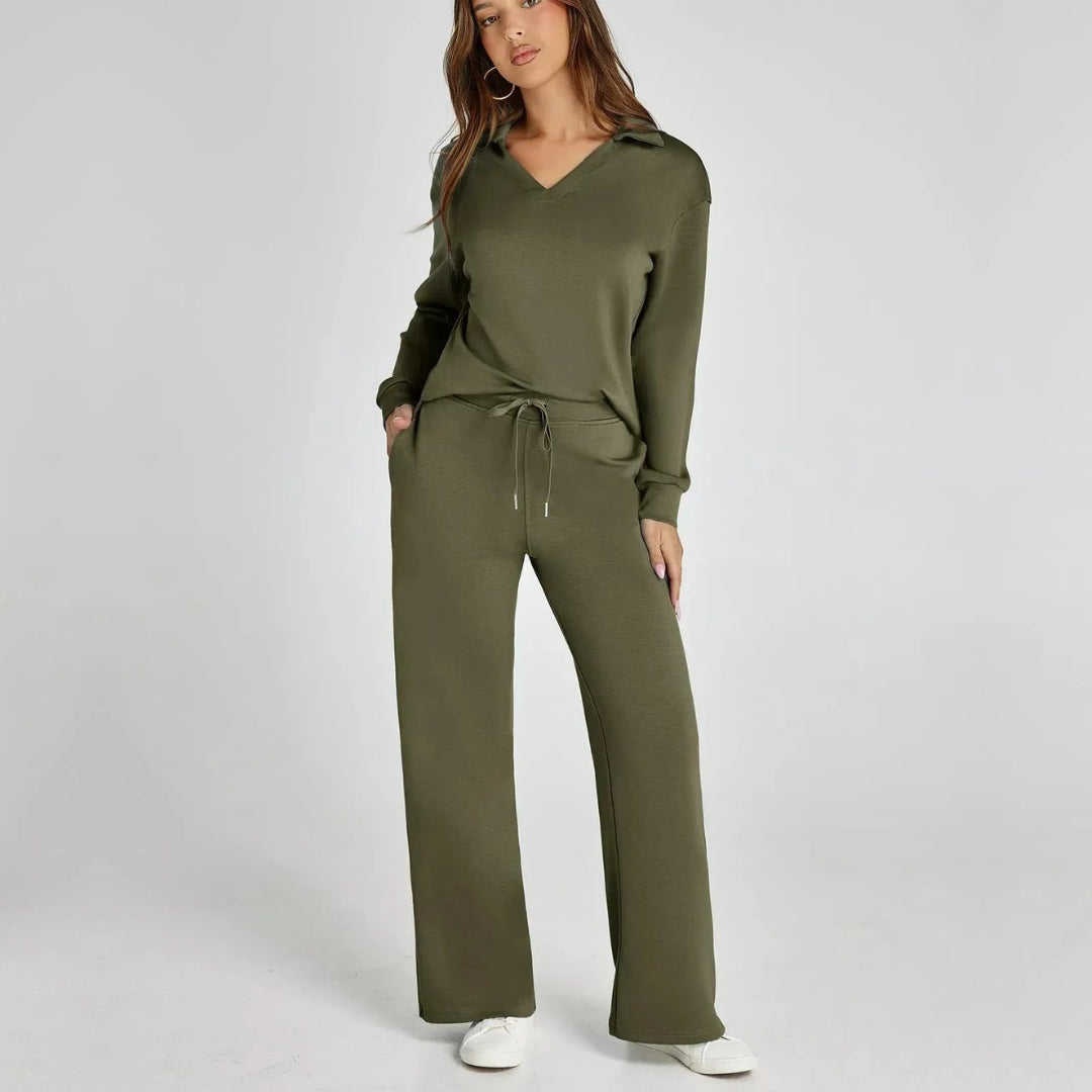 Eline | Premium Loungewear Set Featuring Cozy Trousers and V-Neck Design