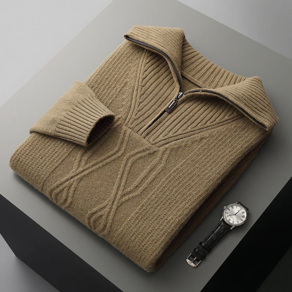 Taranto Merino Wool Zip-Up Sweater