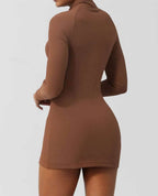 Women's Sporty Ribbed Zip Dress