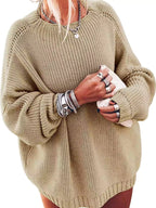 Cozy Oversized Women's Knit Set: Sweater and Mini Skirt