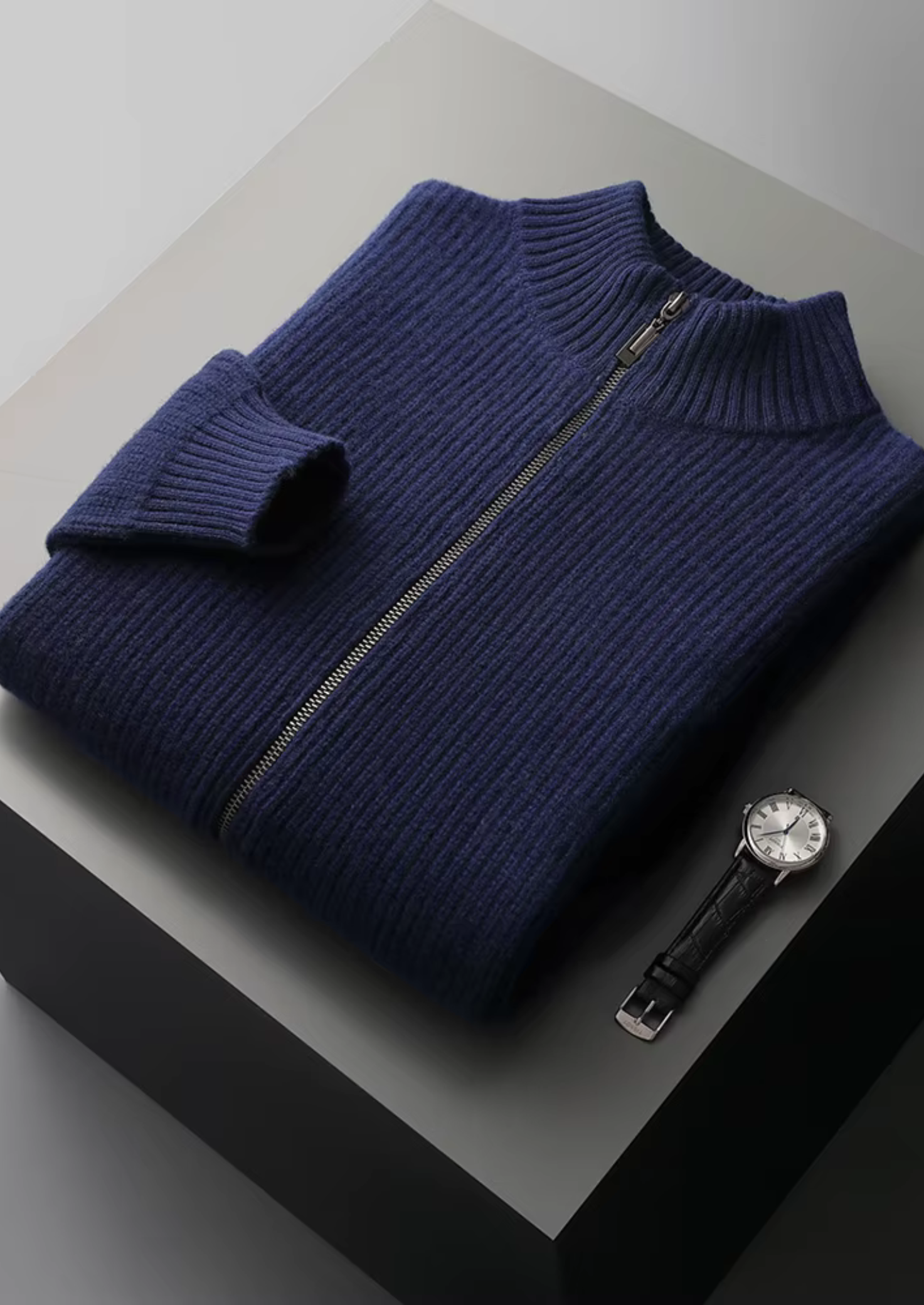 Luxurious Extra-Fine Merino Wool Ribbed Cardigan