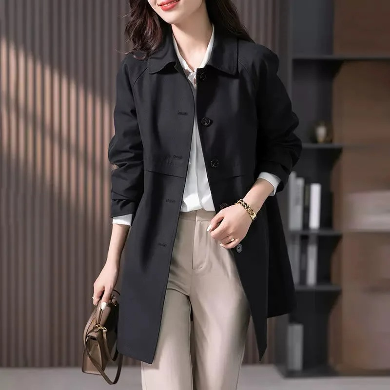 Women's Lightweight Button-Up Trench Coat