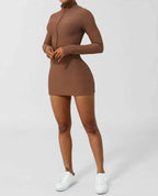 Women's Sporty Ribbed Zip Dress