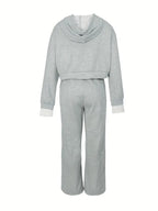 Women's Two-Piece Tracksuit Set - Hoodie and Wide-Leg Pants