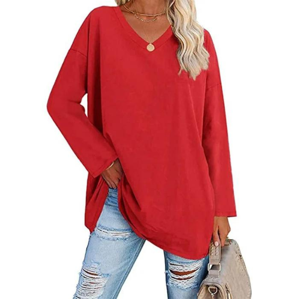 Women's Relaxed Fit V-Neck Oversized Sweater