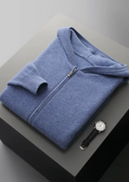 Premium Extra-Fine Merino Wool Ribbed Zip-Up Hoodie
