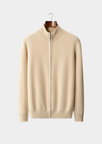 Premium Extra-Fine Merino Wool Ribbed Zip Cardigan