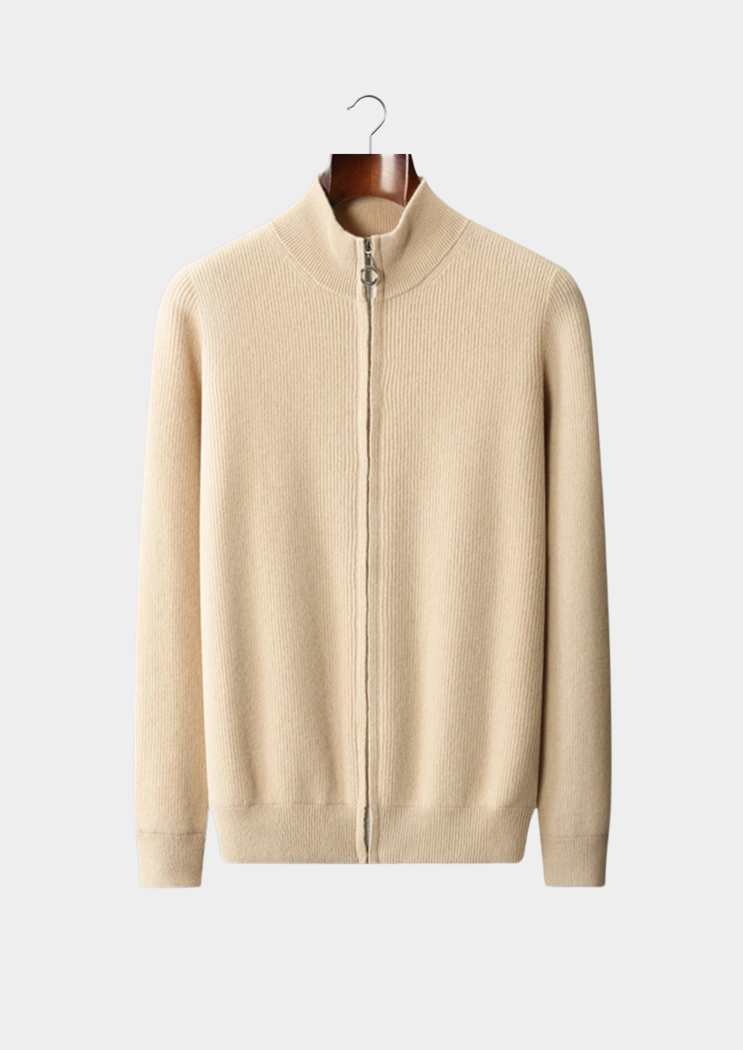 Premium Extra-Fine Merino Wool Ribbed Zip Cardigan