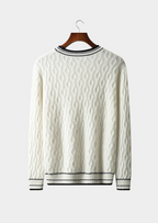Premium Extra-Fine Merino Wool Jacquard Crew Neck Sweater