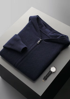 Premium Extra-Fine Merino Wool Ribbed Zip-Up Hoodie